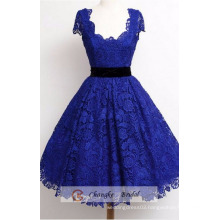 High Quality Navy Blue Prom Dresses Scoop Neckline Lace Princess Ball Gown Party Custom Made